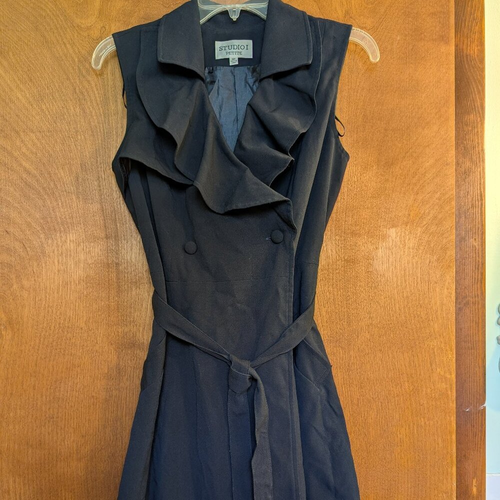 Studio One Navy Ruffled Midi Dress